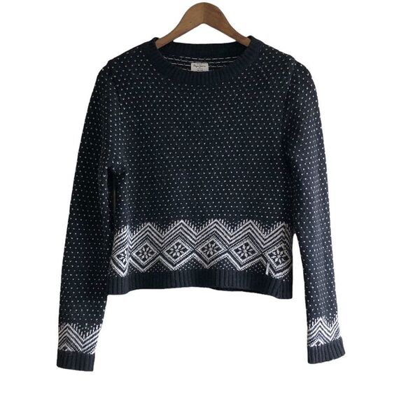 Pepe Jeans Dorris Wool Cozy Knit Long Sleeve Cropped Sweater Top Black - Picture 13 of 13